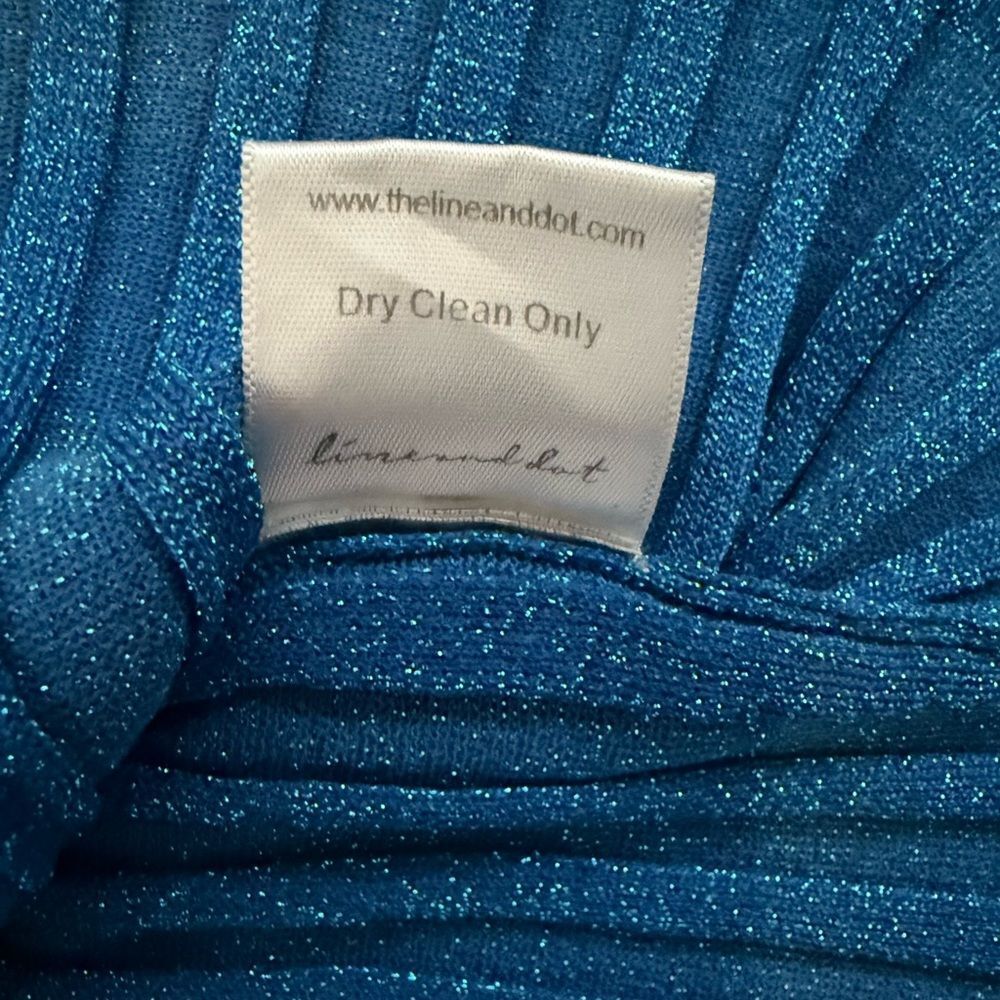 Line and Dot Ribbed Sparkle Dress Blue Medium EUC - Picture 4 of 6